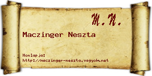 Maczinger Neszta névjegykártya